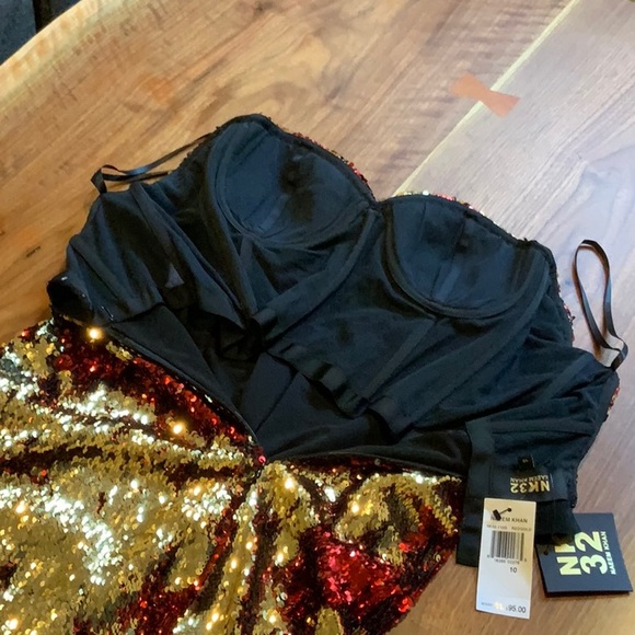 NK32 Naeem Khan Two-Tone Sequin Dress - Picture 2 of 8